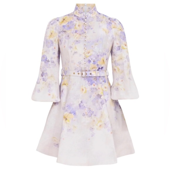 Zimmermann White and Lavender Floral Dress side 1 - Picture 1 of 15